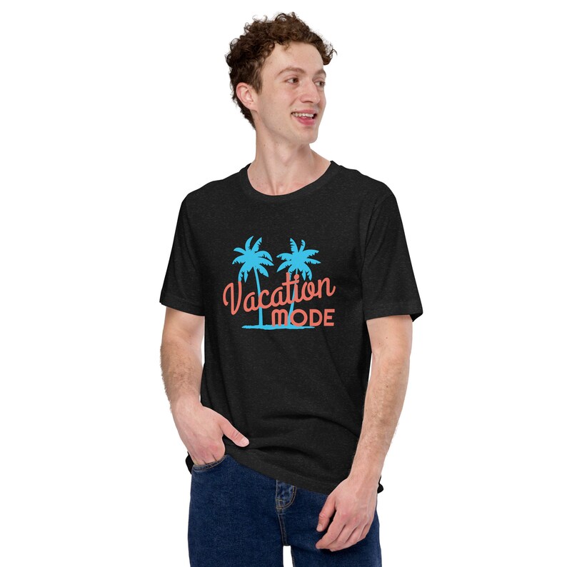 MODO VACACIONES Camiseta gráfica unisex de manga corta viaje regalo Black Heather