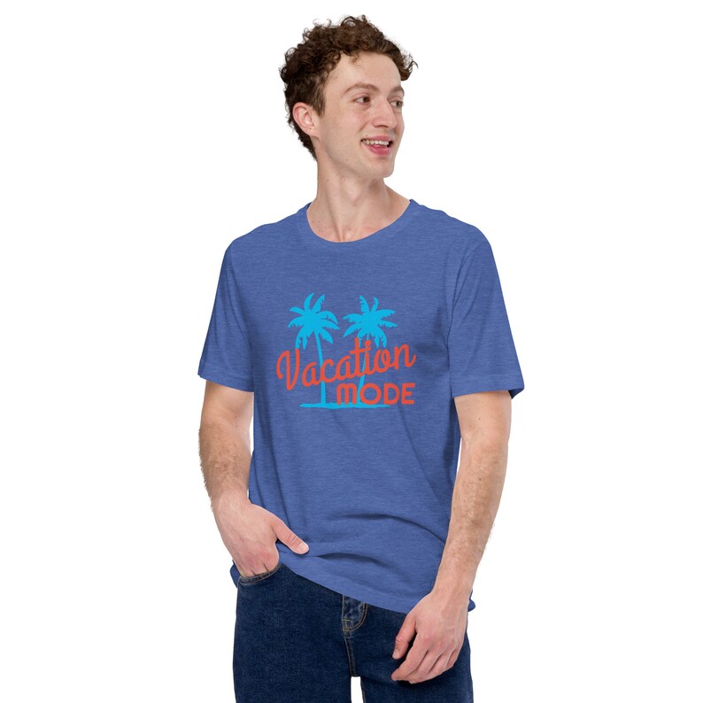 MODO VACACIONES Camiseta gráfica unisex de manga corta viaje regalo Heather True Royal