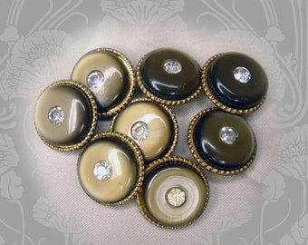 Vintage Button Set Rhinestone & Lucite Moonglow Buttons Lot