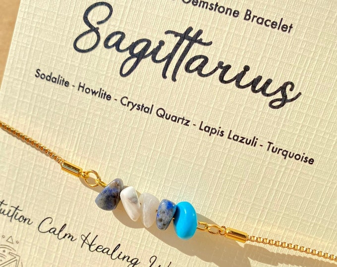Sagittarius Bracelet, Zodiac Bracelet, Sagittarius Gemstone, Birthday Gift for Sagittarius, Horoscope Crystals, Adjustable Pull Tie Bracelet