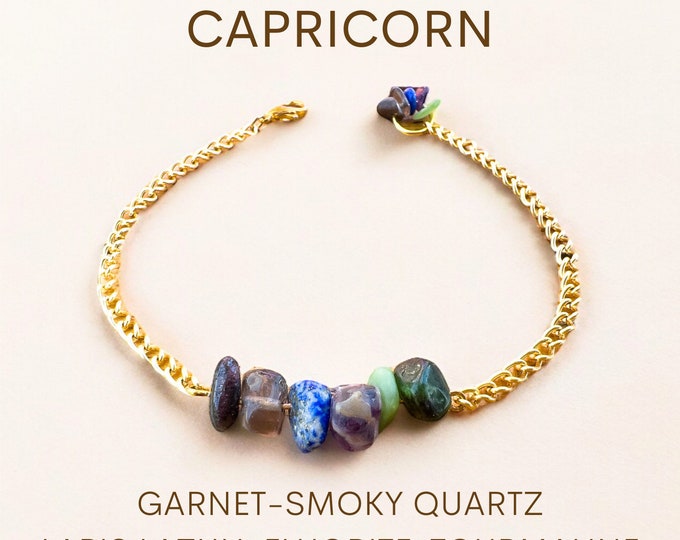 Capricorn Zodiac Bracelet | Ambition & Grounding Gemstones | Gift Box and Gift Card