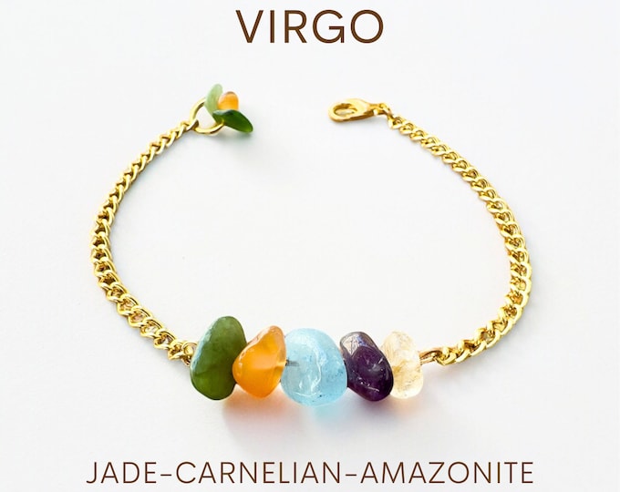 Virgo Zodiac Bracelet | Harmony & Organization Gemstones | Gift Box and Gift Card