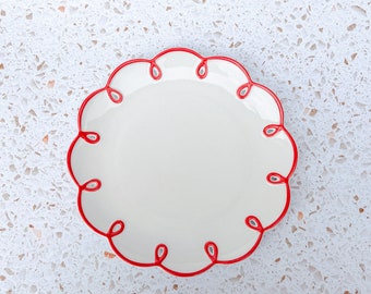 Red Lace Ceramic Plate