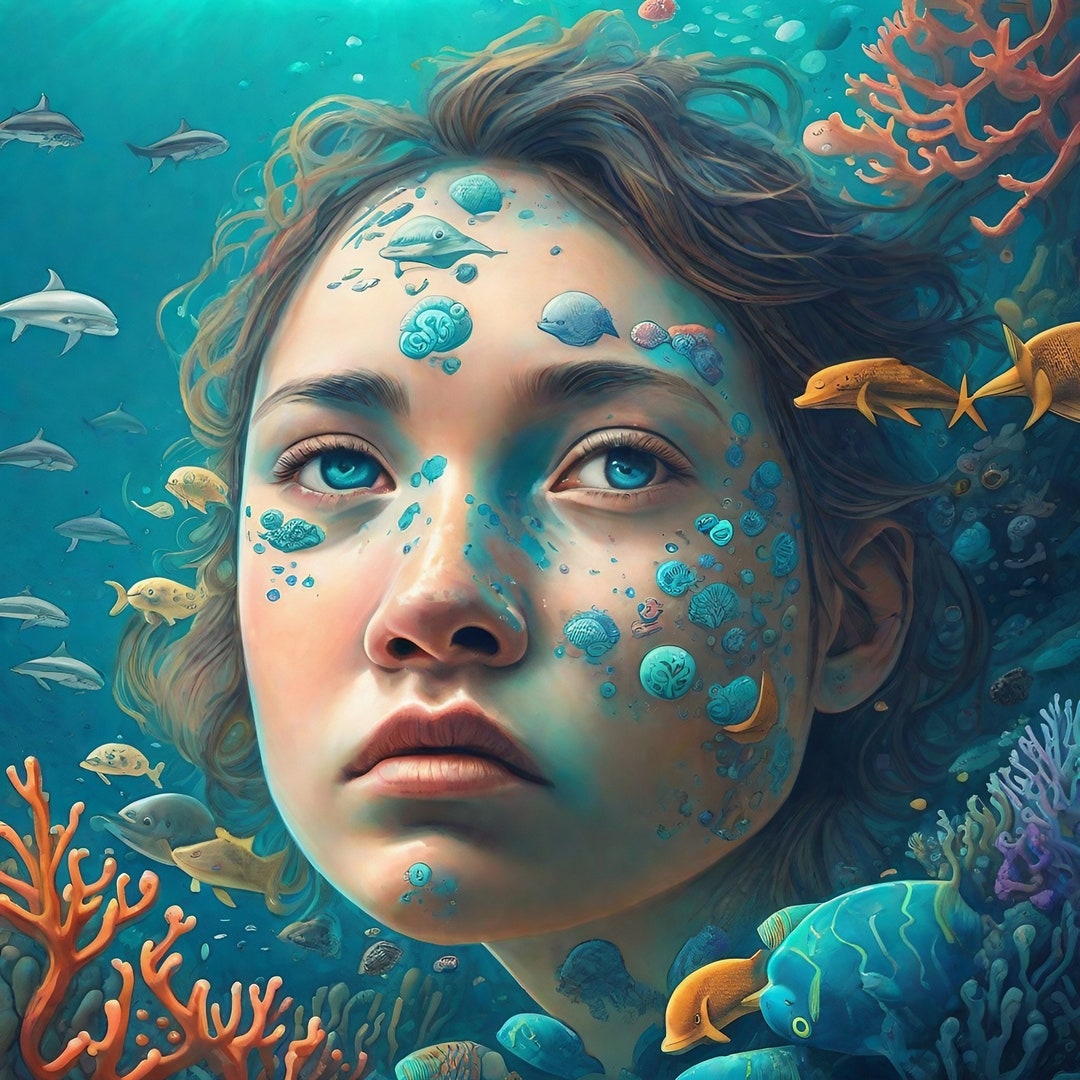 Digital Underwater Dreamer Doodle Art Doodle Art Poster Etsy