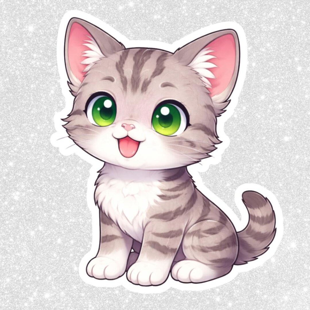 Chibi Grey Tabby Cat PNG Sticker | Kawaii Clipart, Transparent ...