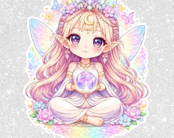 Chibi Fairy PNG Sticker | Kawaii Clipart, Transparent Background (Digital Download)