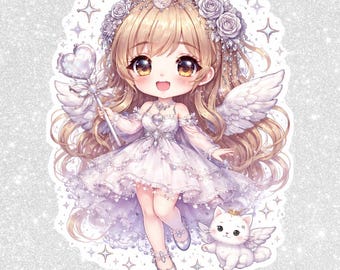 Chibi Angel PNG Clipart | Kawaii Sticker Design (Digital Download)