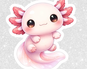 Autocollant Chibi Axolotl PNG | Clipart kawaii, arrière-plan transparent (téléchargement numérique)