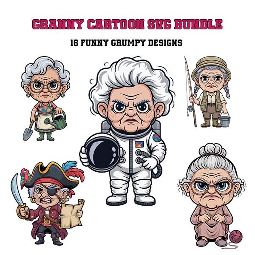 Granny SVG Bundle | 16 Funny Grandma Designs | Retro Pop Art | Cricut ...