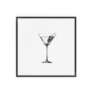 Extra Dirty Martini Art Print | Vintage Classic Cocktail Art Poster | Minimalist Martini Wall Art | Black and White Bar Cart Decor