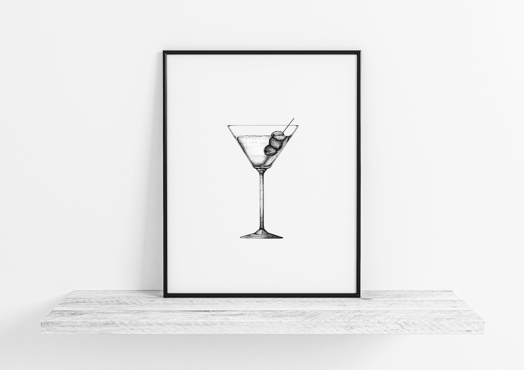 Extra Dirty Martini Art Print Vintage Classic Cocktail Art Poster