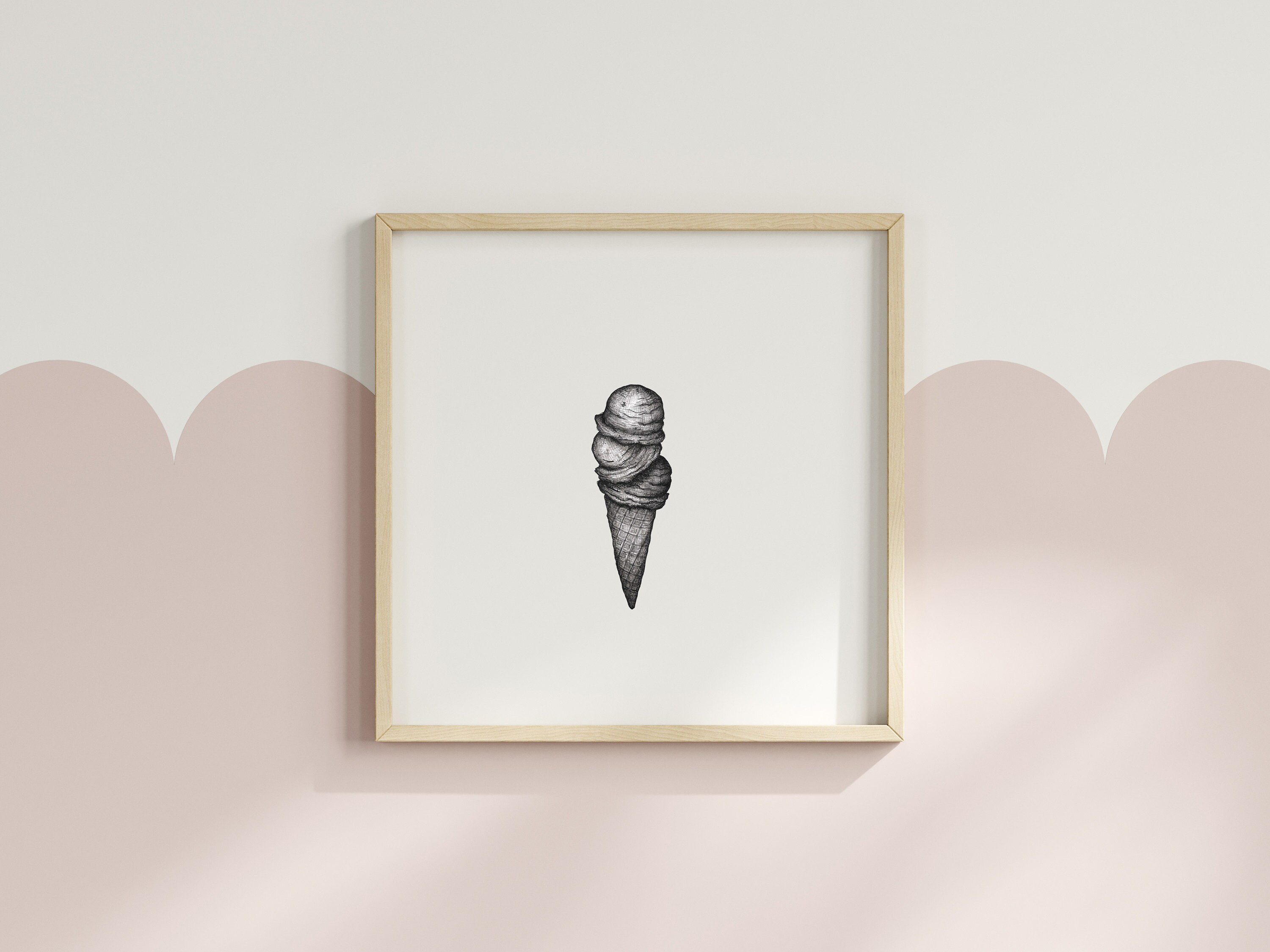 Ice Cream Cone Art Print | Summer Vibes Home Decor | Whimsical Fun Art ...