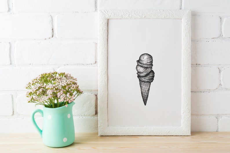 Ice Cream Cone Art Print | Summer Vibes Home Decor | Whimsical Fun Art ...