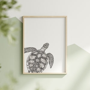 Sea Turtle Art Print | Nautical Art | Coastal Animal Art Poster | Home, Nursery Decor Gift Idea