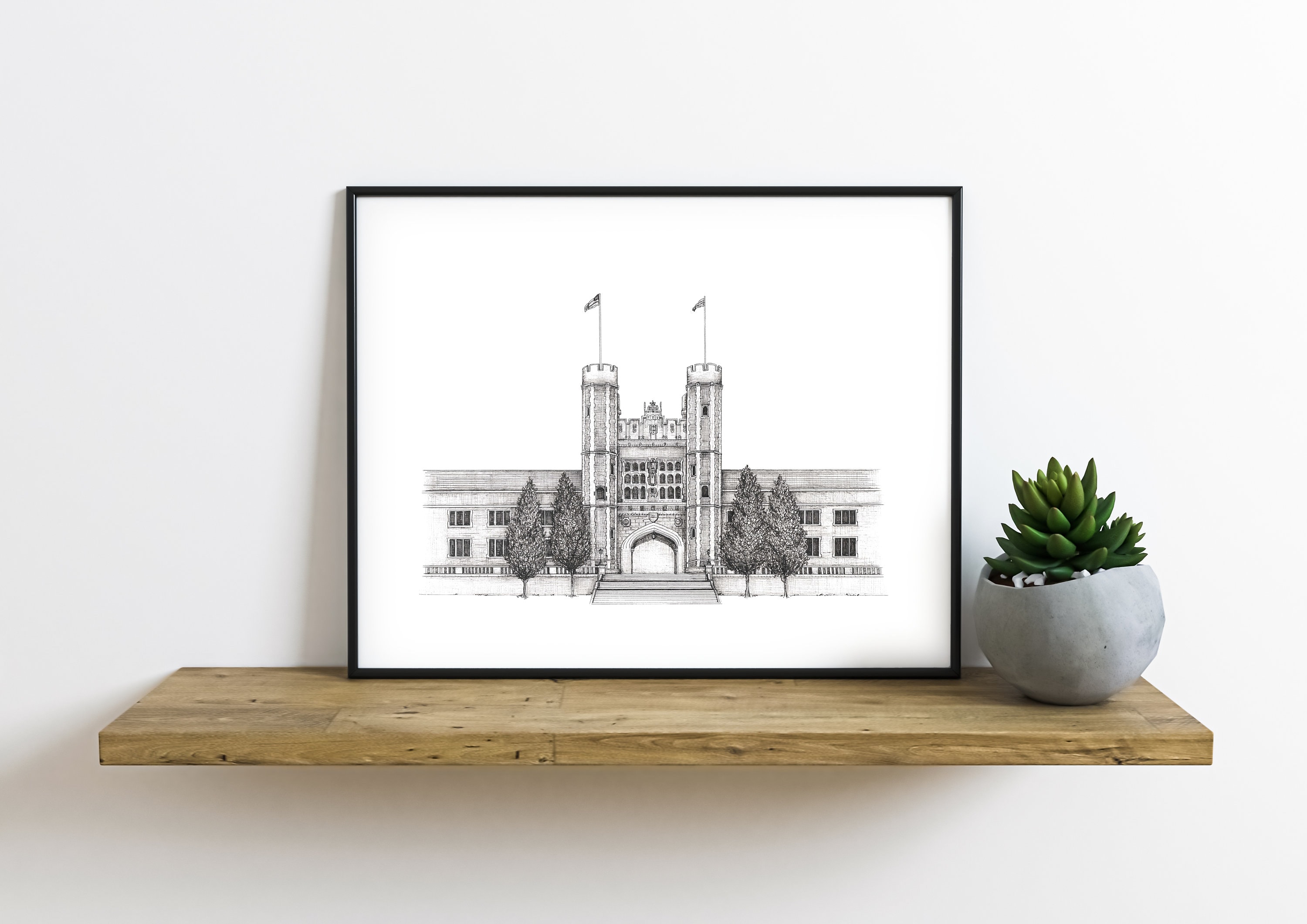 Washington Universität in St. Louis | College Gebäude Kunstdruck | Wohnheim Zimmer Dekor | Alumni Abschlussgeschenk