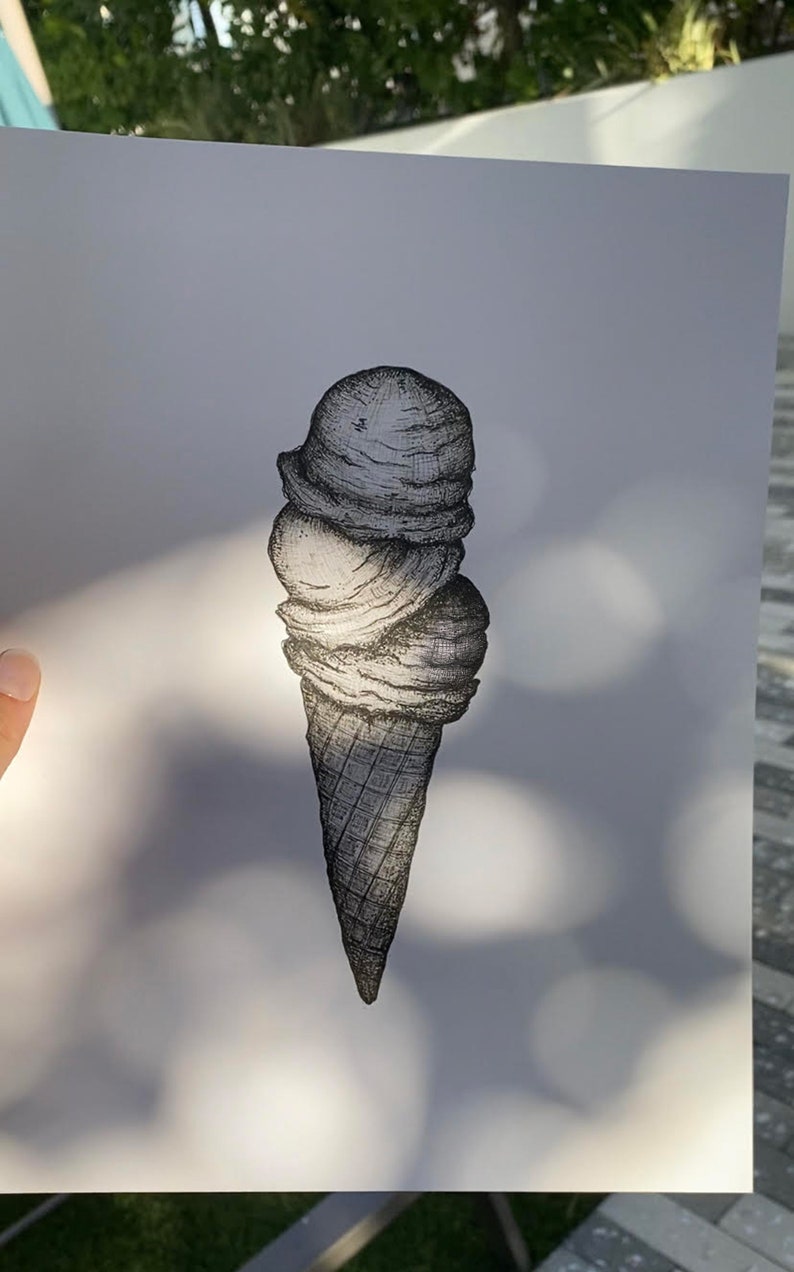 Ice Cream Cone Art Print | Summer Vibes Home Decor | Whimsical Fun Art ...