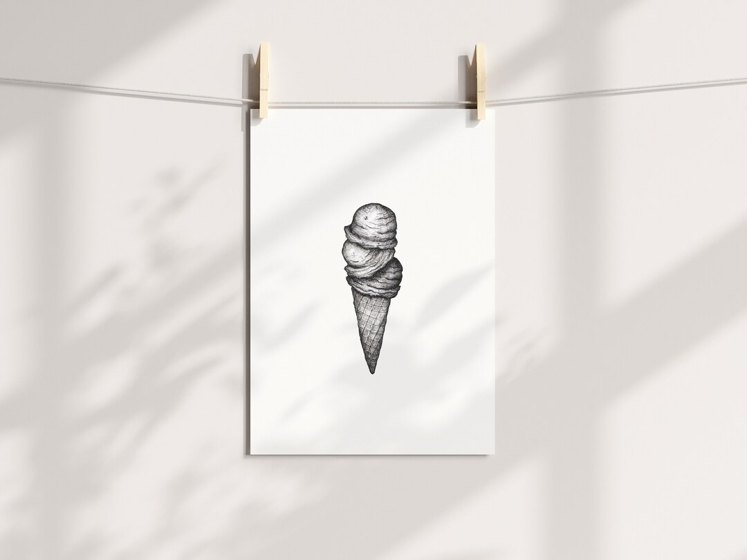 Ice Cream Cone Art Print | Summer Vibes Home Decor | Whimsical Fun Art ...