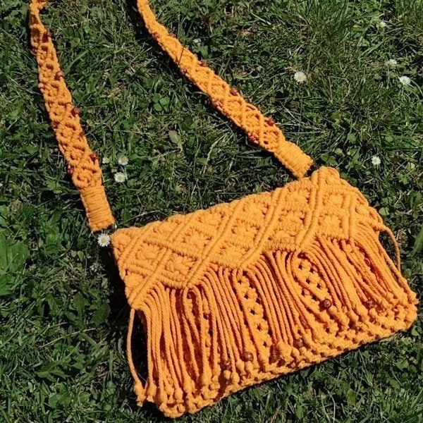 Macrame Crossbody Bag - Jet Black