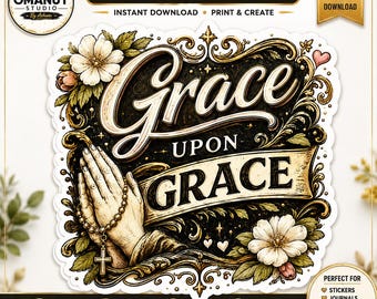 Gnade nach Gnade Floral PNG digitaler Download, christlicher Glaube Kunstwerk (kommerzielle Nutzung)