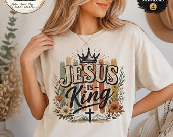 Jesus ist König Retro Christian PNG Design (Digitaler Download)