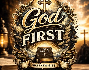 Gott zuerst PNG, Matthäus 6:33 Bibelvers, christlicher Aufkleber Design (digitaler Download)