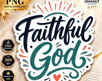 Treuer Gott Christian PNG, Bibel Vers Aufkleber Design, digitaler Download