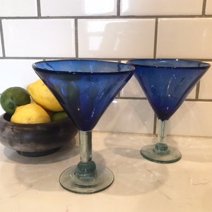 Mexican Handblown Glass Martini Set
