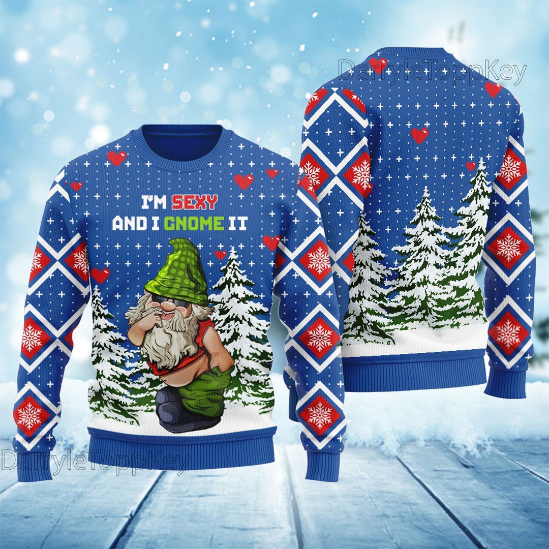 Sexy Gnome Mens Funny Christmas Sweater Christmas Naughty Etsy