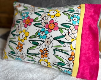 Singing daisy flannel, adorable travel size children's flannel pillow case. Pillow available separately.