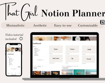 Ultimate Notion Life Planner, Notion Template, Aesthetic Notion Templates, Notion Life Planner Dashboard, That Girl Notion Planner Template