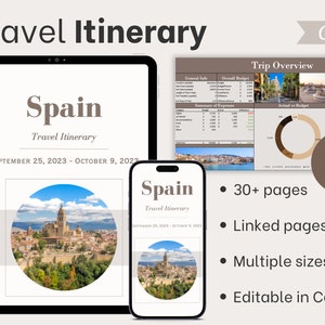 Travel Itinerary, trip planner, travel packing list, travel guides, excel travel budget, travel agency planner template, vacation checklist