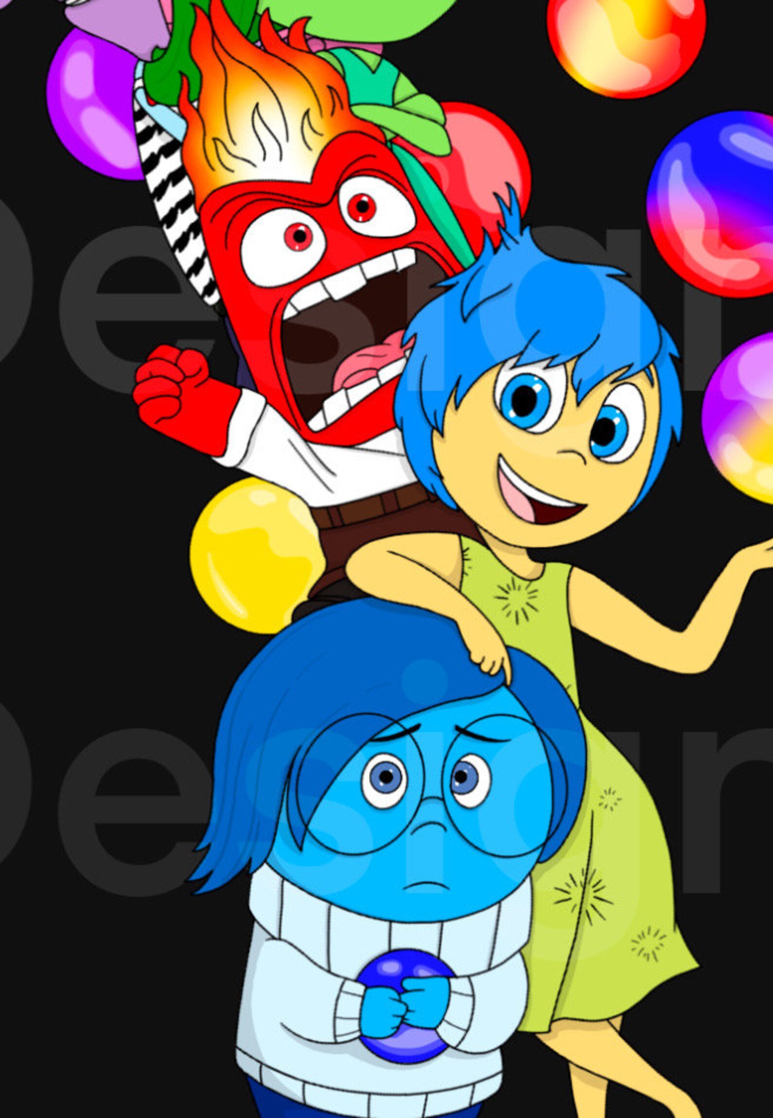 Sentimental Cartton Cartoon Emotions Art Print: Playful Character Poster (digital Download ...