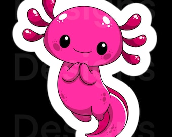 Axolotl Digital Stickers | Cute Axolotl PNG | Kawaii Animal Stickers | Printable Stickers