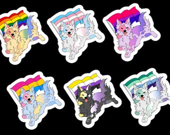 Pride Dog Stickers | LGBTQ+ Kawaii Rainbow Puppy Set (Digital Download)