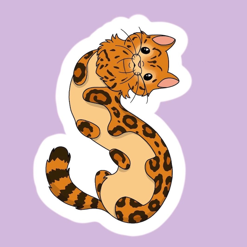 Cat Caterpillar Digital Stickers | Cute Cat PNG JPEG Files, Cat Breed Sticker Set, Calico Tabby Siamese Tuxedo Bengal Cat Clipart Bengal