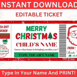 Weihnachts Geschenk Vorlage für Kinder - Druckbares Weihnachtsgeschenk Geschenkgutschein - EDITIERBARER Name & Geschenkgutschein - Last-Minute-Ideen - Kreativ