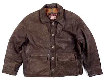 ジャケット・アウター Marlboro Classics LERHER COLLAR COVERALL 90's Marlboro Classics Vintage Men's Jacket Leather Collar