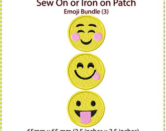 Emoji Patch Bundle: Sew On or Iron On (3 x 65mm)