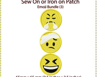 Emoji Patch Bundle: Sew On / Iron On (3 x 65mm)