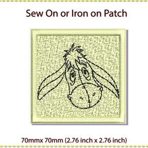 Patch, sew on or iron on. Eyeore Winnie the Pooh. 6.5 mm x 6.5 mm (2.5 inches x 2.5 inches)