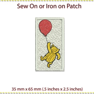 Patch, sew on or iron on.Balloon Pooh. Winnie the Pooh. 35 mm x 65 mm (1.5 inches x 2.5 inches)