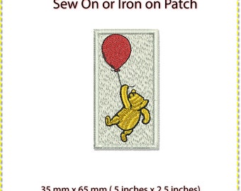 Winnie the Pooh Patch, Balloon, Sew On or Iron On (1.5 x 2.5 inches)