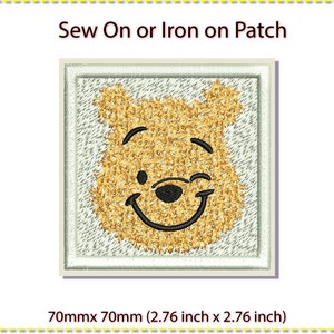 Patch, sew on or iron on. Pooh Bear Winnie the Pooh. 6.5 mm x 6.5 mm (2.5 inches x 2.5 inches)