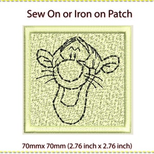 Patch, sew on or iron on. Tigger Winnie the Pooh. 6.5 mm x 6.5 mm (2.5 inches x 2.5 inches)