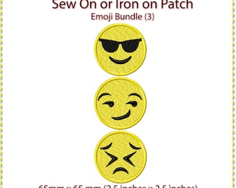 Emoji Patch Bundle: Sew On / Iron On (3 x 2.6 inches)