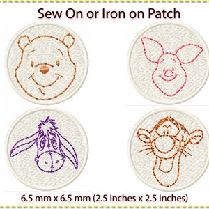Patches, sew on or iron on. Pooh Bear Winnie the Pooh and friends. 6.5 mm x 6.5 mm (2.5 inches x 2.5 inches)