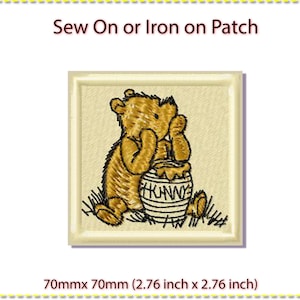 Aufnähen, aufnähen oder aufbügeln. Pooh Bär Winnie the Pooh. 6,5mm x 6,5mm