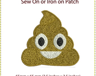 Poo Emoji Patch, Sew On or Iron On (2.6 inches)