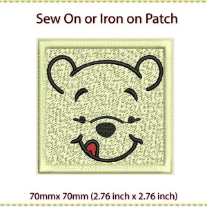 Patch, sew on or iron on. Pooh Bear Winnie the Pooh. 6.5 mm x 6.5 mm (2.5 inches x 2.5 inches)