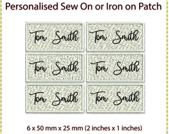 Personalized 6 x 50mmx25mm Name Patch. Iron on or stitch on